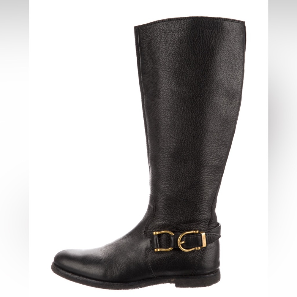 Burberry black leather knee high riding boots